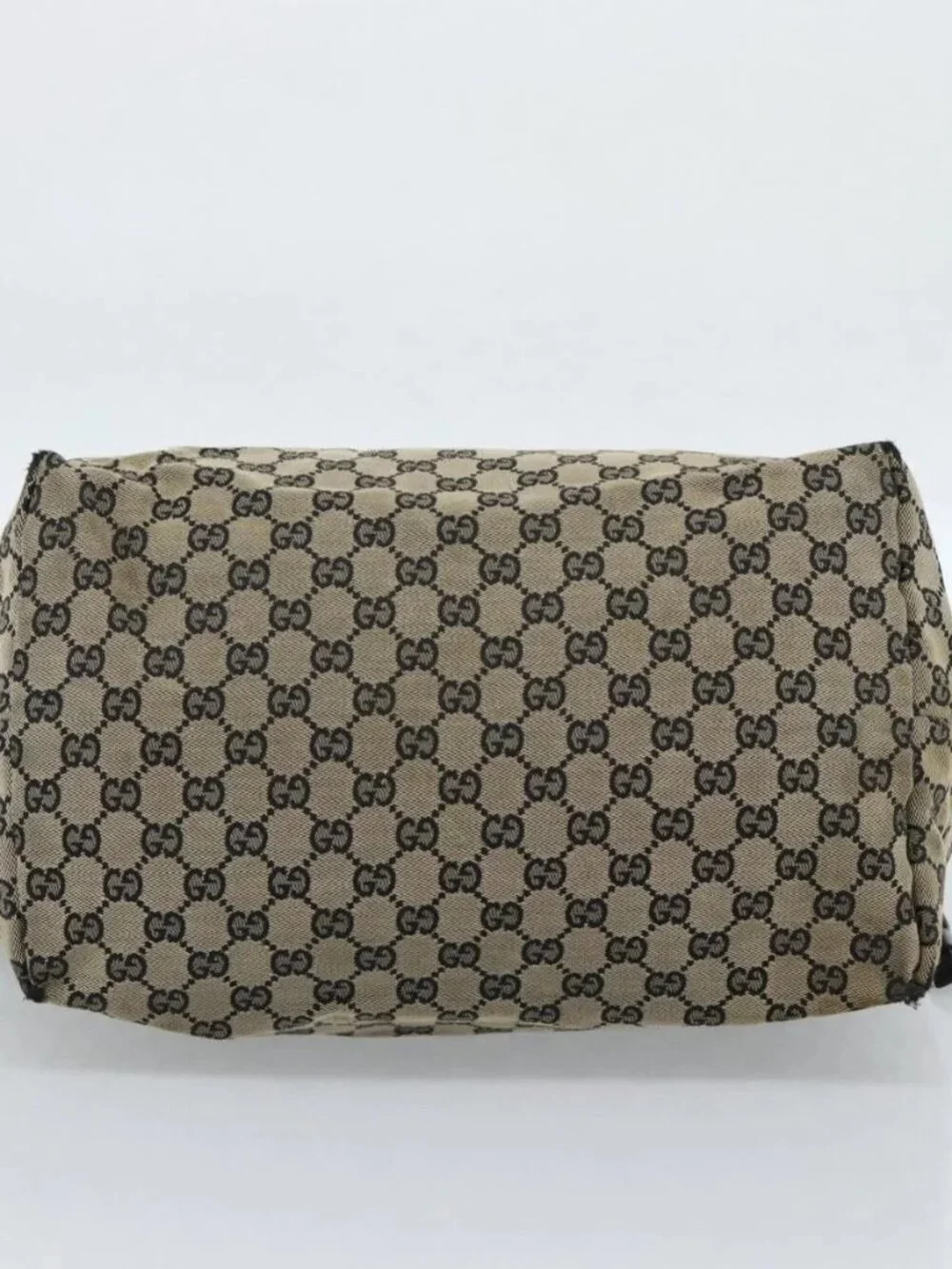 GUCCI GG Canvas Tote Bag Black Beige 019 0493 1669 Auth ka4701
